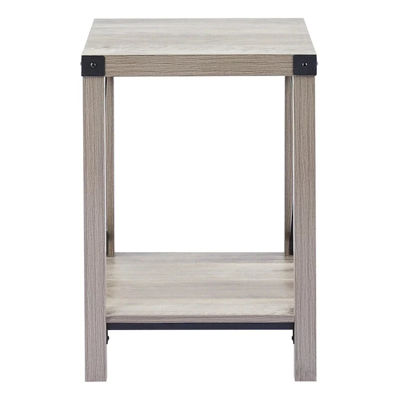 Table d'appoint ou de chevet de ferme CO-Z de 16 pouces avec étagère de rangement