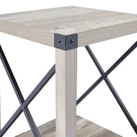 Table d'appoint ou de chevet de ferme CO-Z de 16 pouces avec étagère de rangement