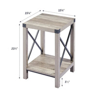 Table d'appoint ou de chevet de ferme CO-Z de 16 pouces avec étagère de rangement
