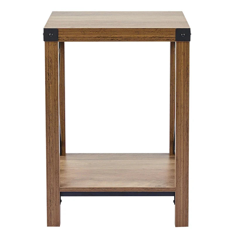 Table d'appoint ou de chevet de ferme CO-Z de 16 pouces avec étagère de rangement