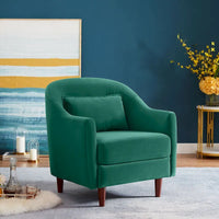 VANOMi 28.34 Fauteuil d'appoint, Fauteuil crapaud en velours avec pieds en bois massif