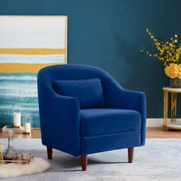 VANOMi 28.34 Fauteuil d'appoint, Fauteuil crapaud en velours avec pieds en bois massif