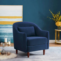 VANOMi 28.34 Fauteuil d'appoint, Fauteuil crapaud en velours avec pieds en bois massif