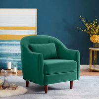 VANOMi 28.34 Fauteuil d'appoint, Fauteuil crapaud en velours avec pieds en bois massif