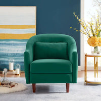 VANOMi 28.34 Fauteuil d'appoint, Fauteuil crapaud en velours avec pieds en bois massif