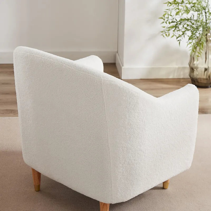 VANOMi 28.34 Fauteuil d'appoint, Fauteuil crapaud en velours avec pieds en bois massif