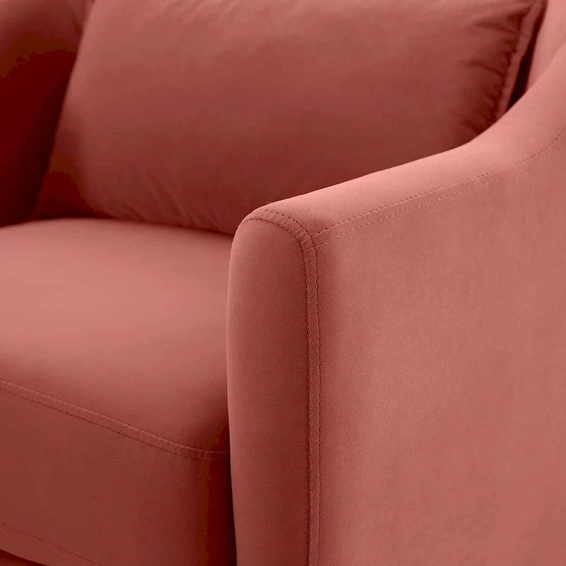 VANOMi 28.34 Fauteuil d'appoint, Fauteuil crapaud en velours avec pieds en bois massif