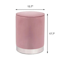 Pouffe rond en velours avec garniture argentée Adeco Vanity