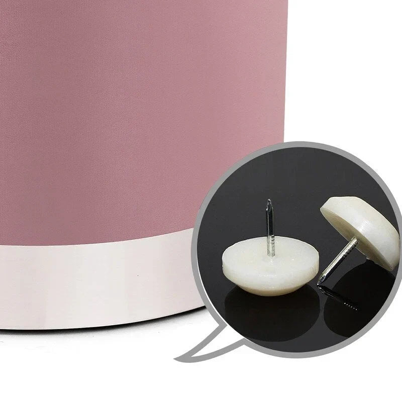Pouffe rond en velours avec garniture argentée Adeco Vanity