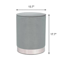 Pouffe rond en velours avec garniture argentée Adeco Vanity