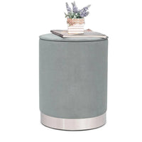 Pouffe rond en velours avec garniture argentée Adeco Vanity