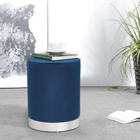 Pouffe rond en velours avec garniture argentée Adeco Vanity