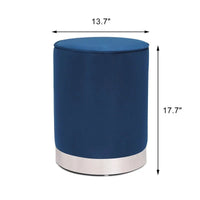 Pouffe rond en velours avec garniture argentée Adeco Vanity