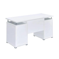 Bureau informatique avec 2 tiroirs et placard, blanc
