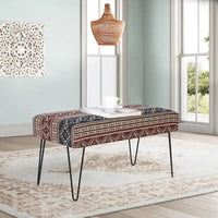 Adeco Banc Ottoman Tissu Repose-Pieds Rectangulaire Rembourré Chambre