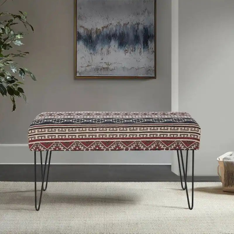 Adeco Banc Ottoman Tissu Repose-Pieds Rectangulaire Rembourré Chambre