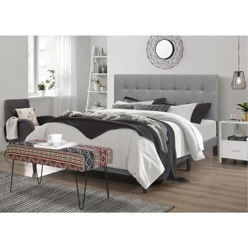 Adeco Banc Ottoman Tissu Repose-Pieds Rectangulaire Rembourré Chambre