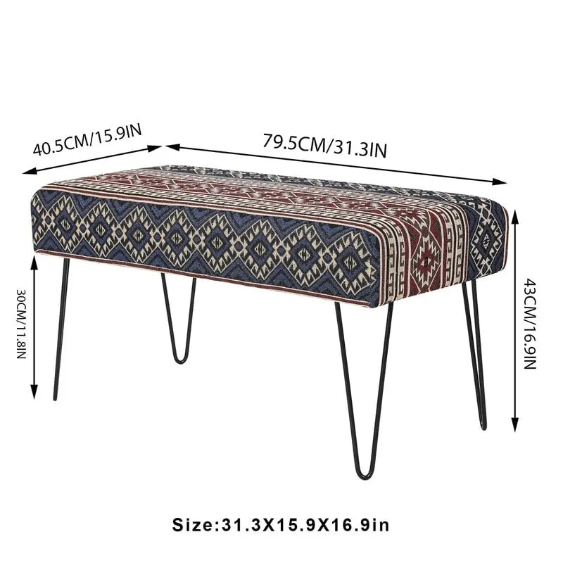 Adeco Banc Ottoman Tissu Repose-Pieds Rectangulaire Rembourré Chambre