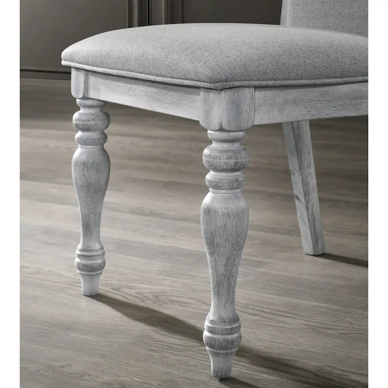 Ensemble de salle à manger 7 pièces Roundhill Furniture Salines avec 6 chaises rembourrées, blanc rustique et chêne