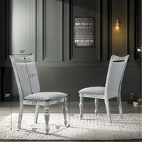 Ensemble de salle à manger 7 pièces Roundhill Furniture Salines avec 6 chaises rembourrées, blanc rustique et chêne