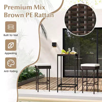 Lot de 2/4 tabourets de bar Costway en rotin pour patio, chaises de bar d'extérieur en osier avec repose-pieds