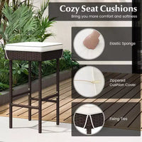 Lot de 2/4 tabourets de bar Costway en rotin pour patio, chaises de bar d'extérieur en osier avec repose-pieds