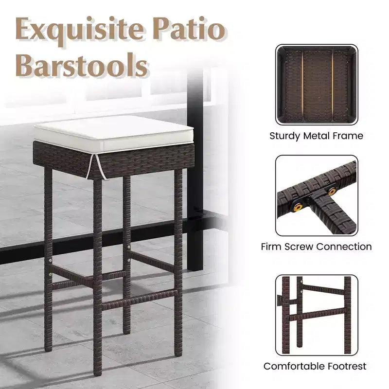 Lot de 2/4 tabourets de bar Costway en rotin pour patio, chaises de bar d'extérieur en osier avec repose-pieds