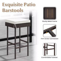 Lot de 2/4 tabourets de bar Costway en rotin pour patio, chaises de bar d'extérieur en osier avec repose-pieds