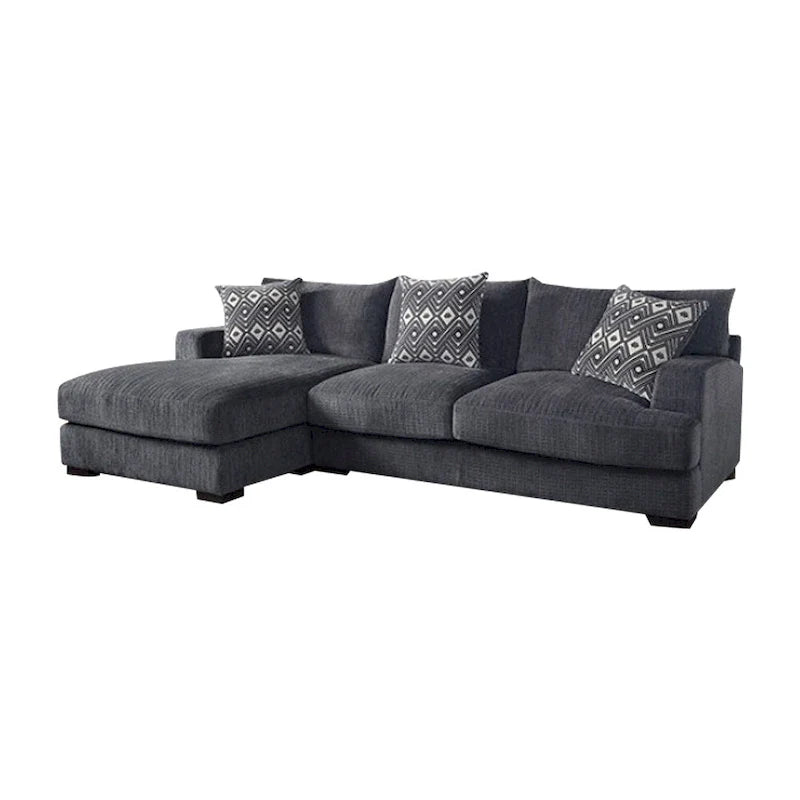 Canapé d'angle en chenille rembourré gris