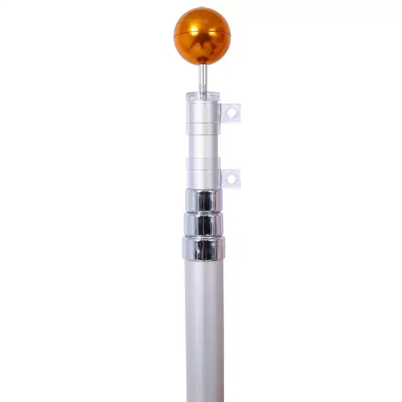 Kit de mât telescopique 25 pi, mâts en aluminium robustes reglables en hauteur avec drapeaux americains et boule de sommet, mât d'extérieur à planter au sol