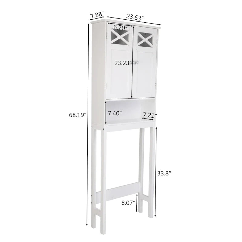Meuble de toilette à double porte 68 pouces FCH, blanc
