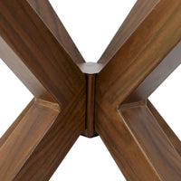 Table à manger ronde 39 pouces en verre avec pied en noyer - 39x30x27