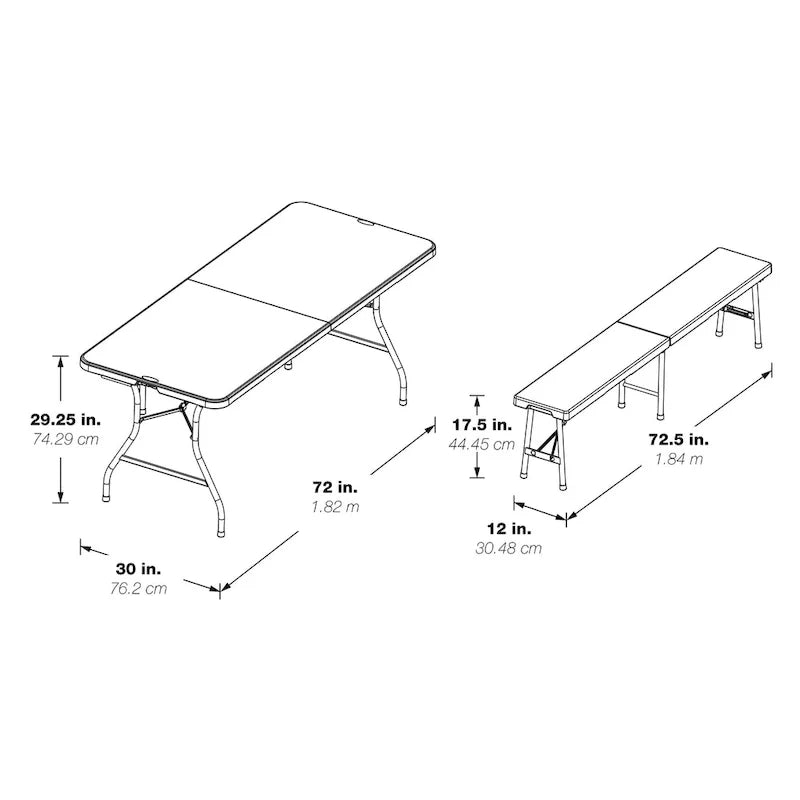 Ensemble de table pliante et banc 3 pièces