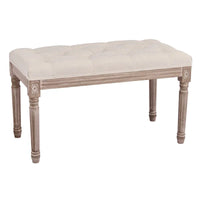 Banc capitonné de style français vintage CO-Z avec cadre en bois massif sculpté