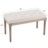 Banc capitonné de style français vintage CO-Z avec cadre en bois massif sculpté