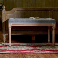 Banc capitonné de style français vintage CO-Z avec cadre en bois massif sculpté