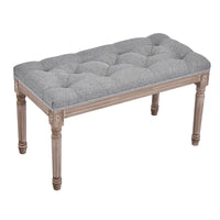 Banc capitonné de style français vintage CO-Z avec cadre en bois massif sculpté