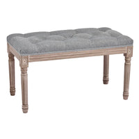 Banc capitonné de style français vintage CO-Z avec cadre en bois massif sculpté