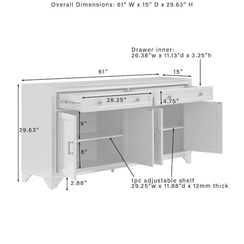 Ensemble buffet et garde-manger 3 pièces Tara de Crosley - 15x108.5x67.75