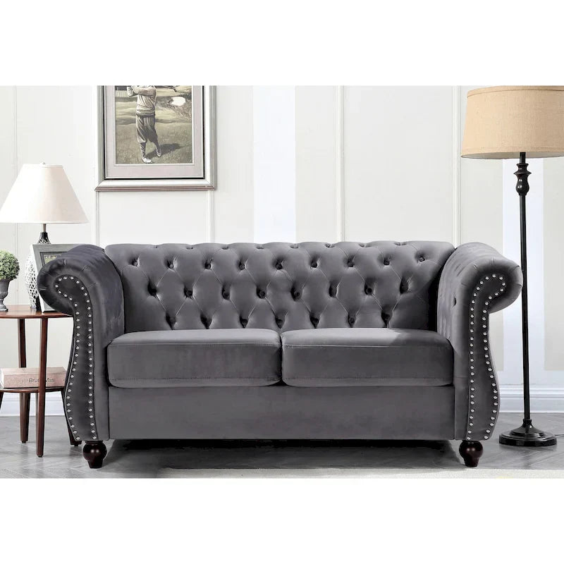 Causeuse Chesterfield en Velours Kemos
