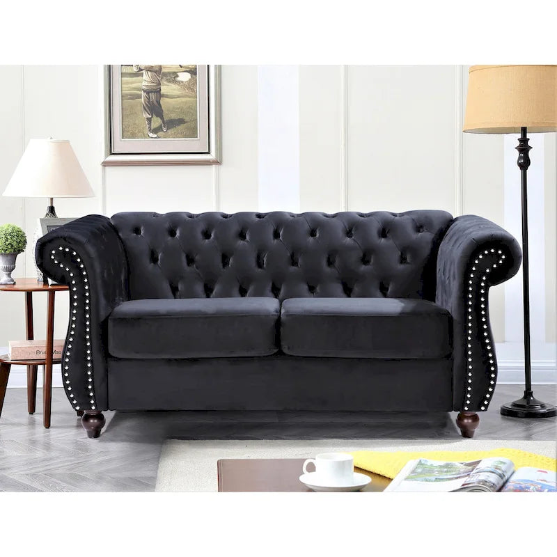 Causeuse Chesterfield en Velours Kemos
