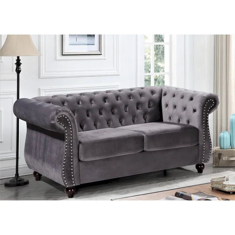Causeuse Chesterfield en Velours Kemos