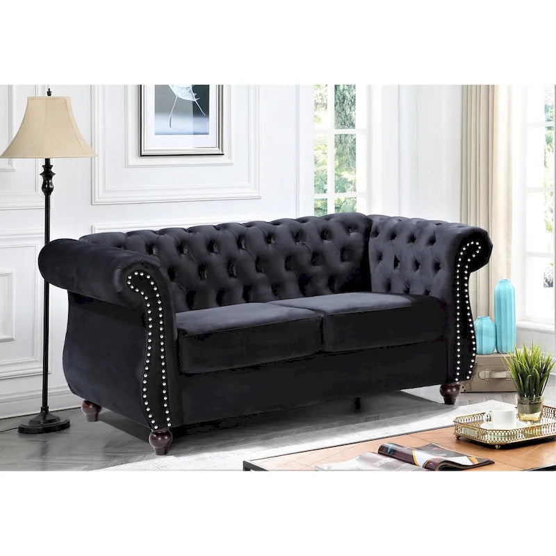 Causeuse Chesterfield en Velours Kemos