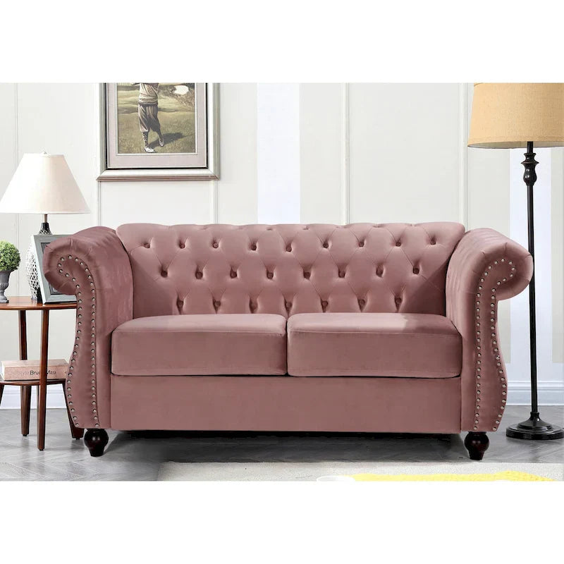 Causeuse Chesterfield en Velours Kemos