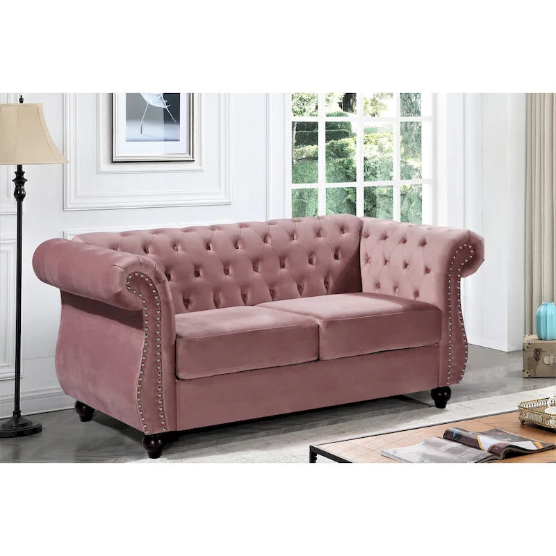 Causeuse Chesterfield en Velours Kemos