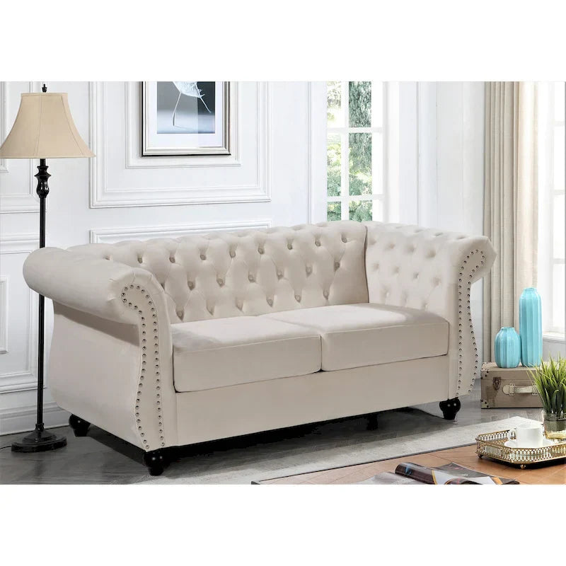 Causeuse Chesterfield en Velours Kemos