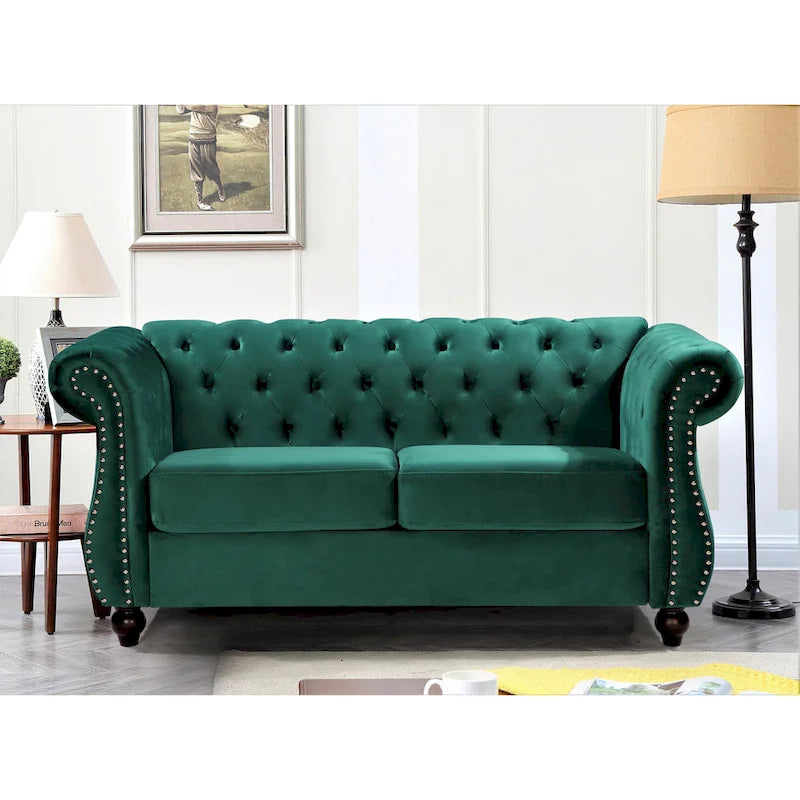 Causeuse Chesterfield en Velours Kemos