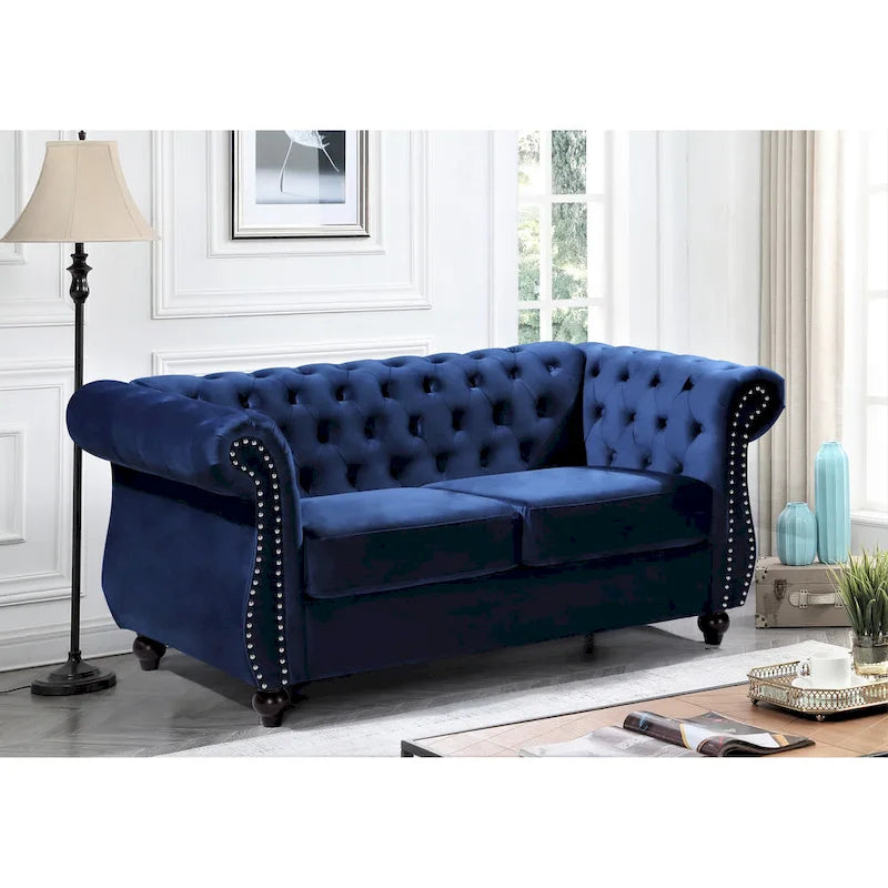 Causeuse Chesterfield en Velours Kemos