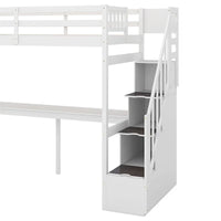 Lit mezzanine Merax taille jumeau avec escalier et bureau intégré