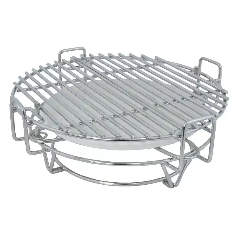 Sunnydaze Grille de cuisson demi-lune avec plaque déflectrice en céramique pour barbecues Kamado Egg 15" - 12,5"